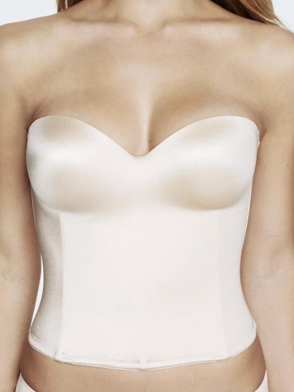 Dominique Strapless Ariel Underwire Longline Bustier - Ivory/Nude